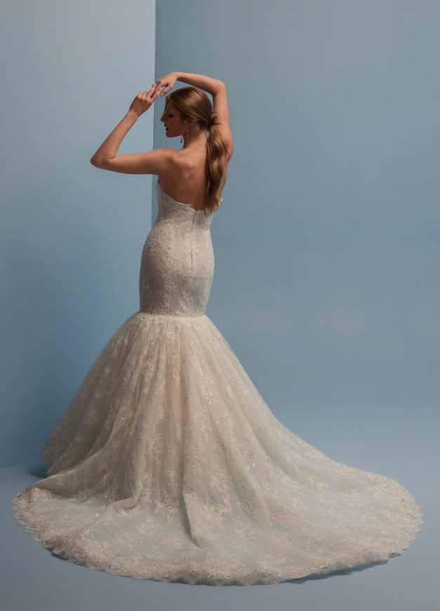 Lazaro Dale Beaded Lace Mermaid Wedding Gown