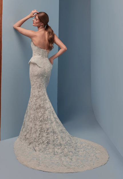 Lazaro Darby Alençon Lace Trumpet Wedding Gown