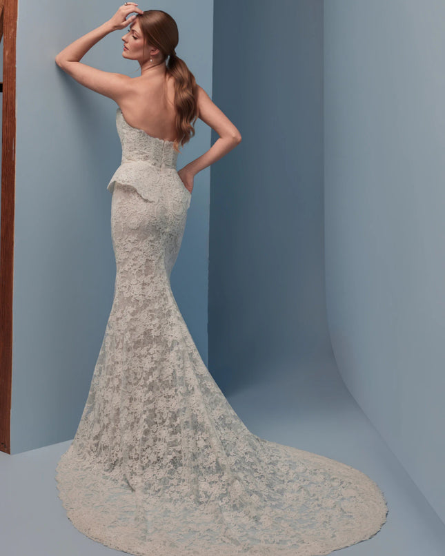 Lazaro Darby Alençon Lace Trumpet Wedding Gown