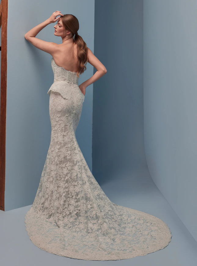Lazaro Darby Alençon Lace Trumpet Wedding Gown