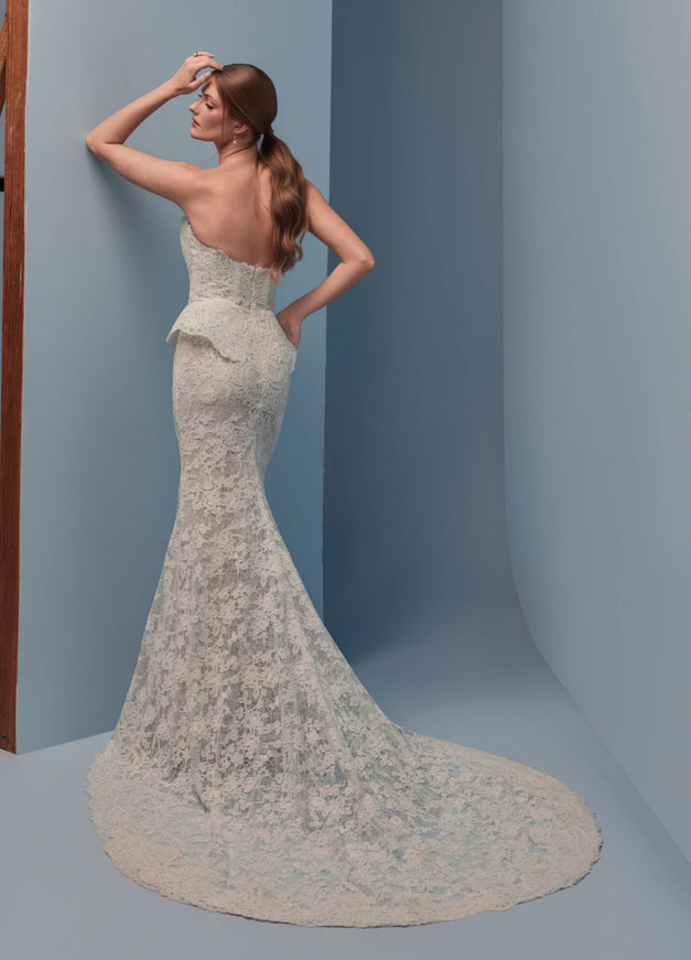 Lazaro Darby Alençon Lace Trumpet Wedding Gown