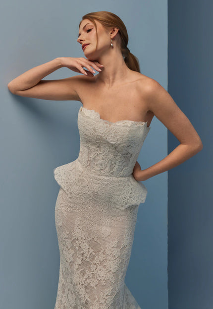 Lazaro Darby Alençon Lace Trumpet Wedding Gown