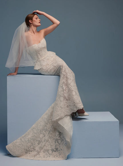 Lazaro Darby Alençon Lace Trumpet Wedding Gown