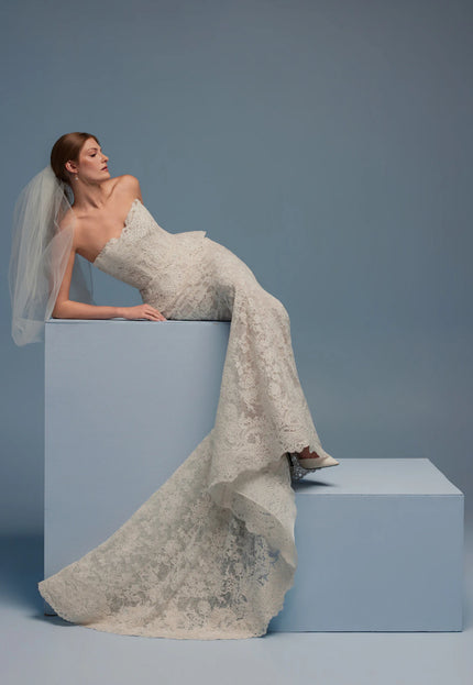 Lazaro Darby Alençon Lace Trumpet Wedding Gown