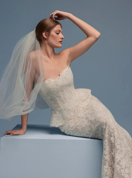 Lazaro Darby Alençon Lace Trumpet Wedding Gown