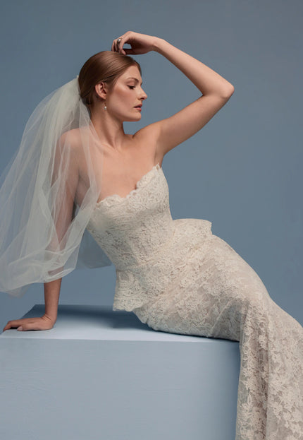 Lazaro Darby Alençon Lace Trumpet Wedding Gown