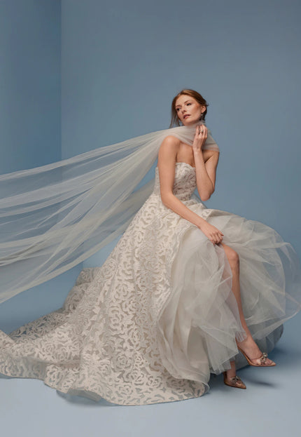 Lazaro Daryl Floral Lace Wedding Dress