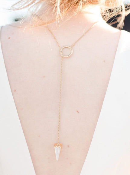 Dash Crystal Spike Lariat Necklace