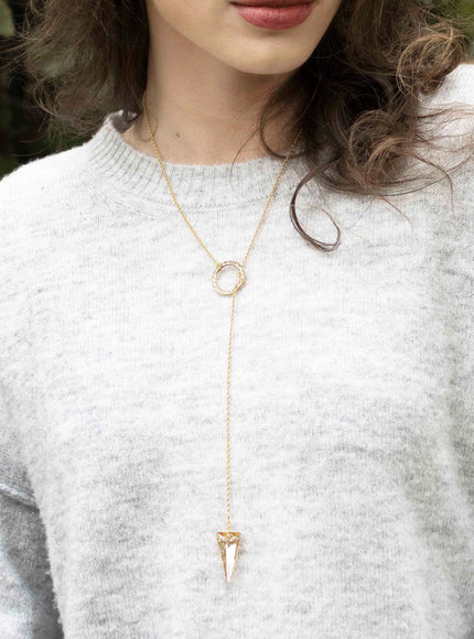 Dash Crystal Spike Lariat Necklace
