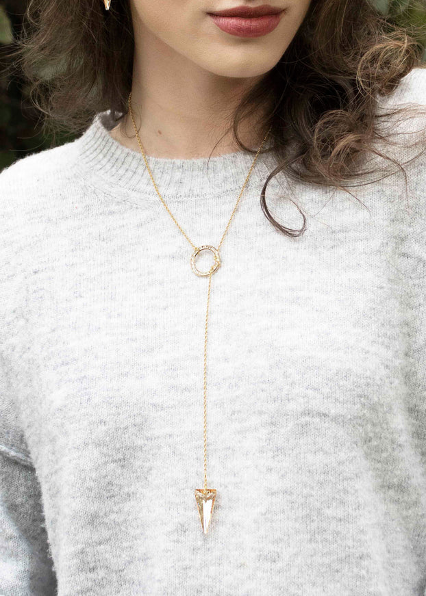 Dash Crystal Spike Lariat Necklace