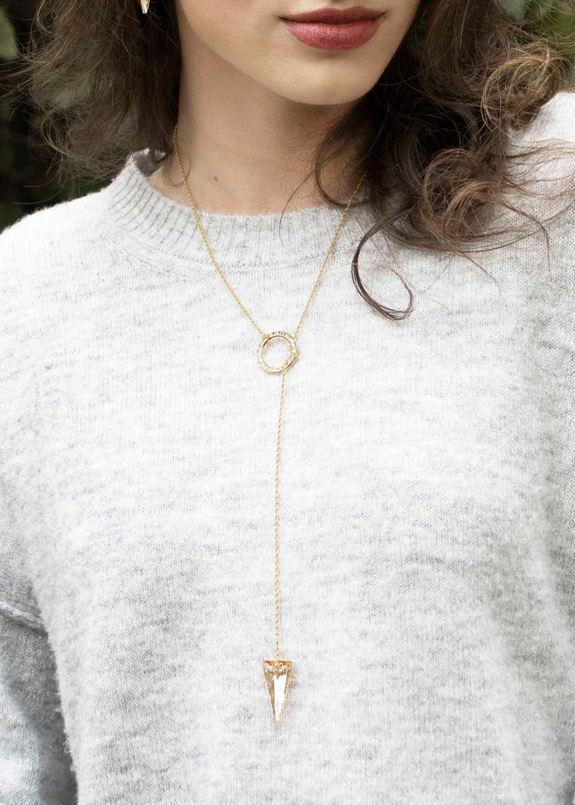 Dash Crystal Spike Lariat Necklace