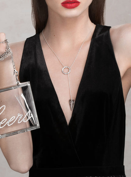 Dash Crystal Spike Lariat Necklace