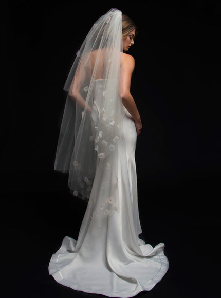 Delilah Two-Tier Handkerchief Waltz Multi-Color Floral Veil