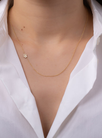 Zoe Lev Diamond Asymmetrical Paw Necklace