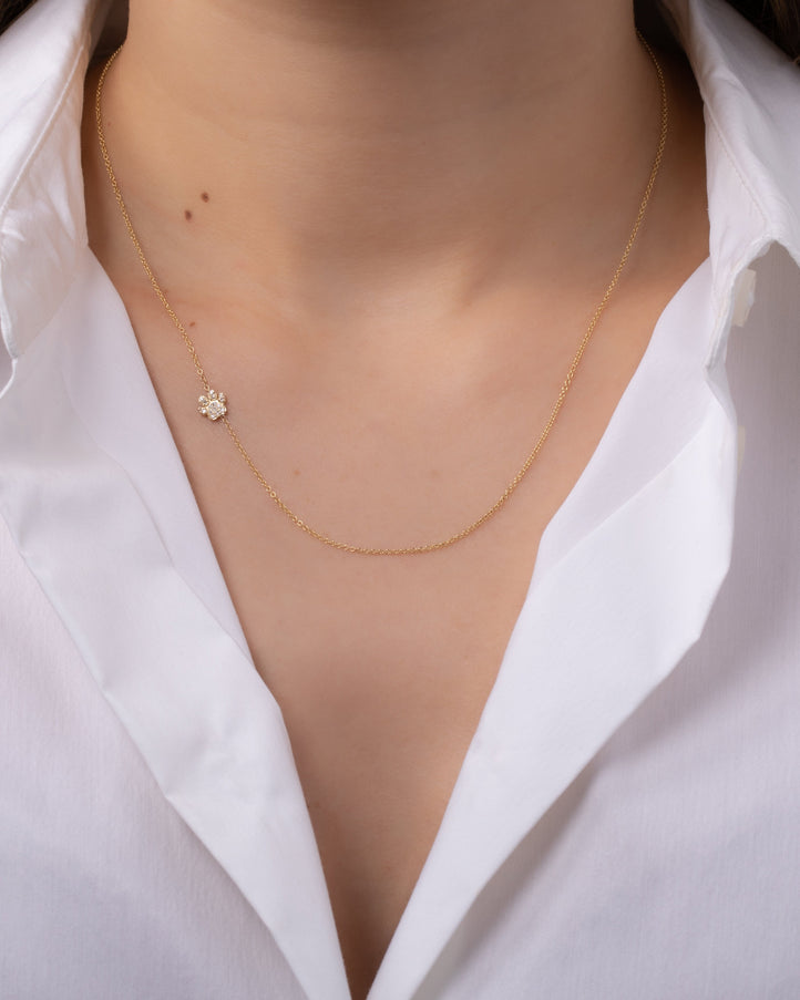 Zoe Lev Diamond Asymmetrical Paw Necklace