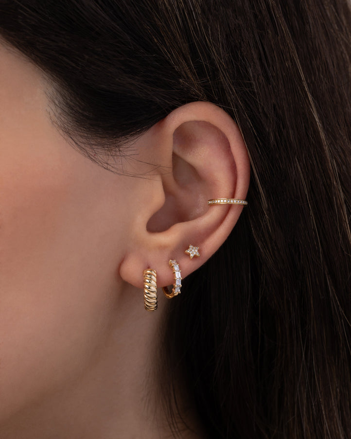Zoe Lev 14K Gold Braided Huggie Earrings