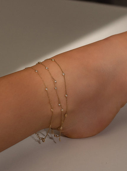Zoe Lev Diamond Station Anklet