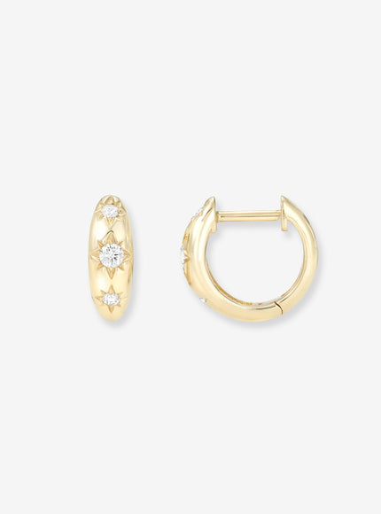 Zoe Lev Diamond Domed Starburst Huggie Earrings