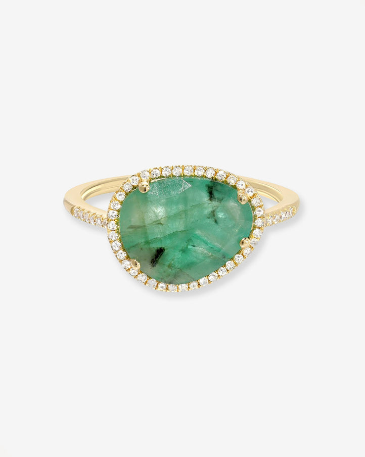Zoe Lev Diamond Emerald Ring