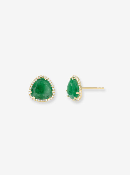Zoe Lev Diamond Emerald Stud Earrings