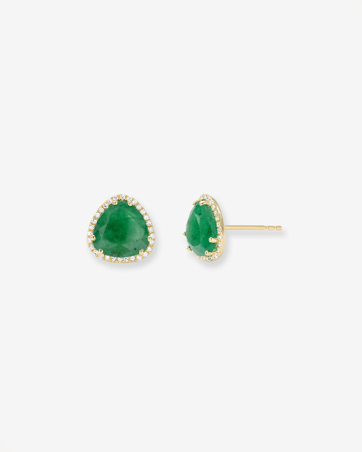 Zoe Lev Diamond Emerald Stud Earrings