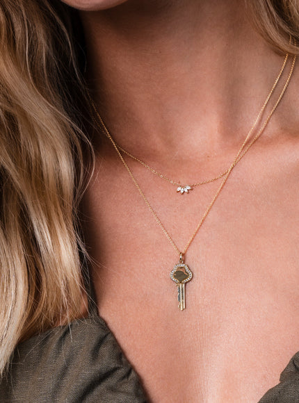 Zoe Lev Diamond Framed Key Necklace