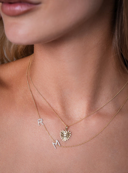 Zoe Lev Diamond Framed Small Fluted Heart Pendant
