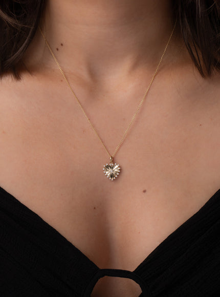 Zoe Lev Diamond Framed Small Fluted Heart Pendant