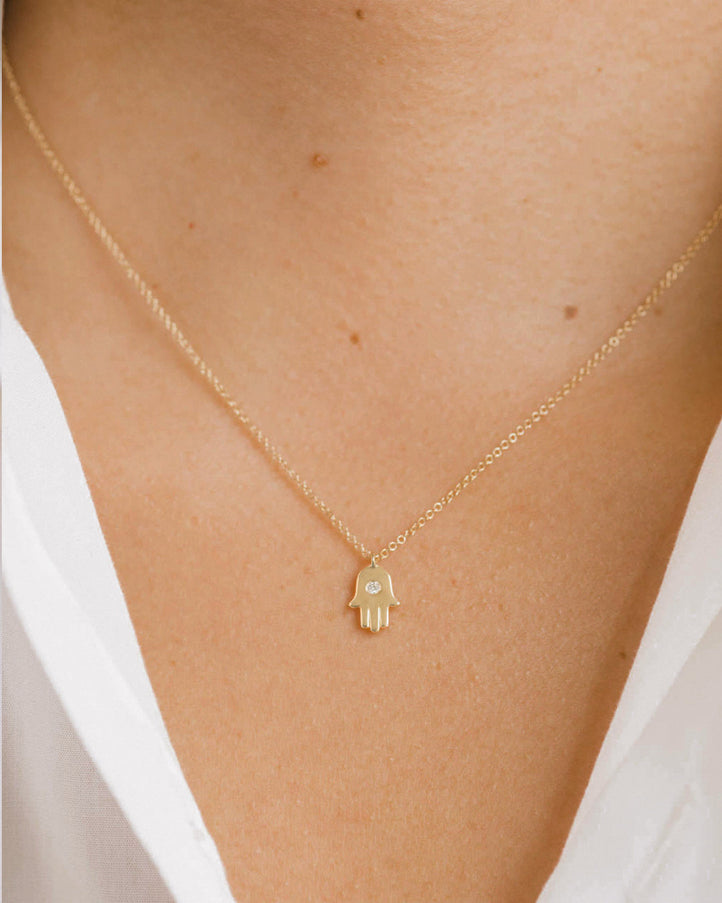 Zoe Lev Diamond Hamsa Necklace