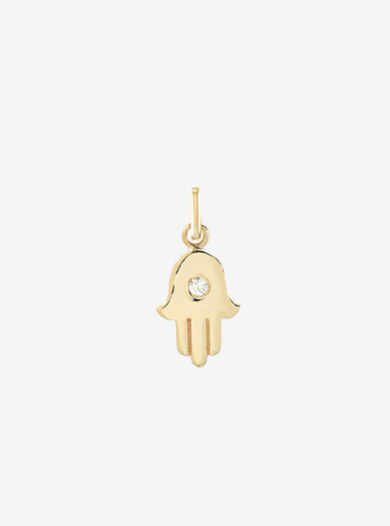 Zoe Lev 14K Gold Hamsa with Tiny Diamond Pendant