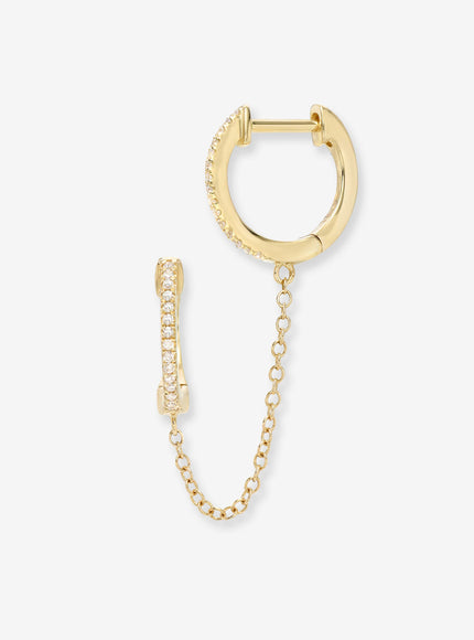 Zoe Lev Diamond Huggie Chain Earrings