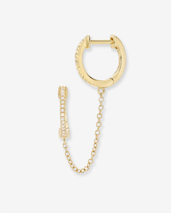 Zoe Lev Diamond Huggie Chain Earrings