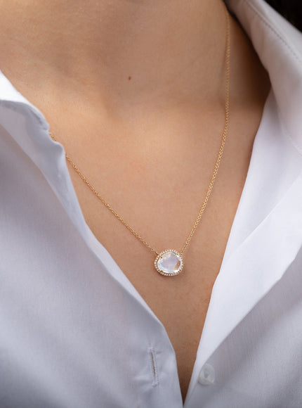 Zoe Lev Diamond Moonstone Necklace