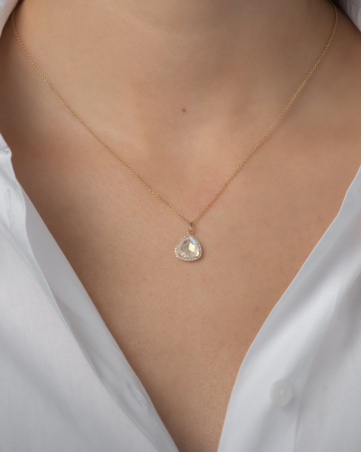 Zoe Lev Diamond Moonstone Pendant