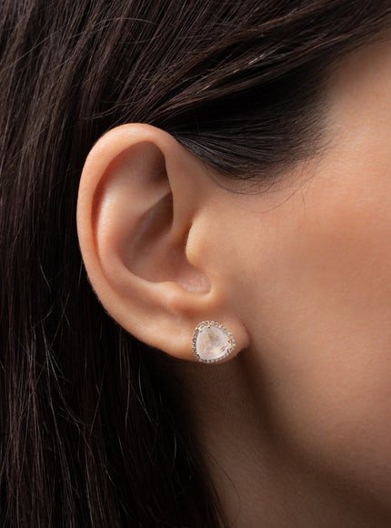 Zoe Lev Diamond Moonstone Stud Earrings