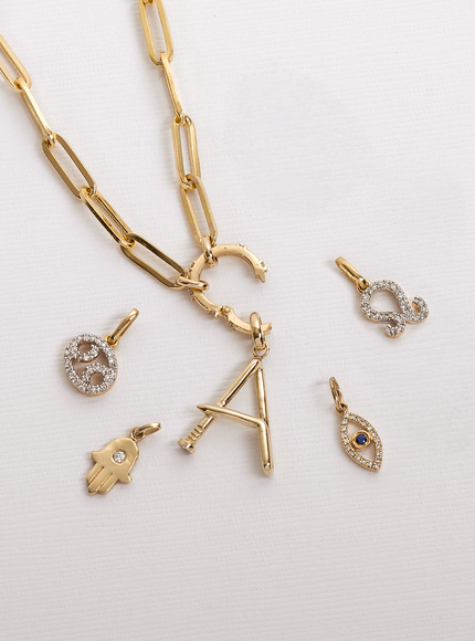 Zoe Lev 14K Gold Large Paper Clip Chain with Diamond Enhancer Necklace