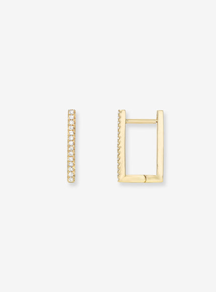 Zoe Lev Diamond Rectangle Huggie Earrings