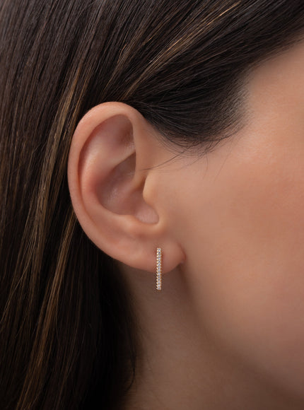 Zoe Lev Diamond Rectangle Huggie Earrings