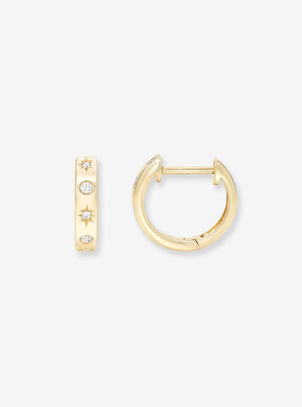 Zoe Lev Diamond Starburst Huggie Earrings