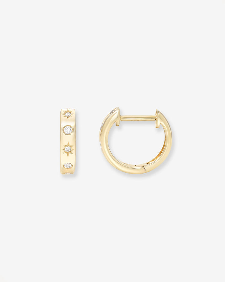 Zoe Lev Diamond Starburst Huggie Earrings
