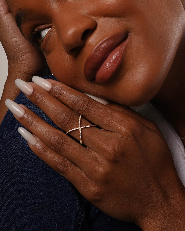 Zoe Lev Diamond X Ring