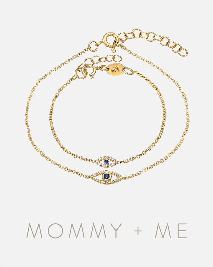 Zoe Lev Diamond and Sapphire Evil Eye Bracelets Mommy + Me