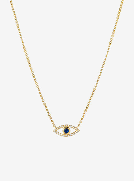 Zoe Lev Diamond and Sapphire Evil Eye Necklace