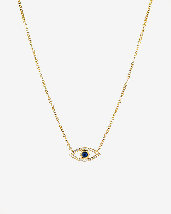 Zoe Lev Diamond and Sapphire Evil Eye Necklace