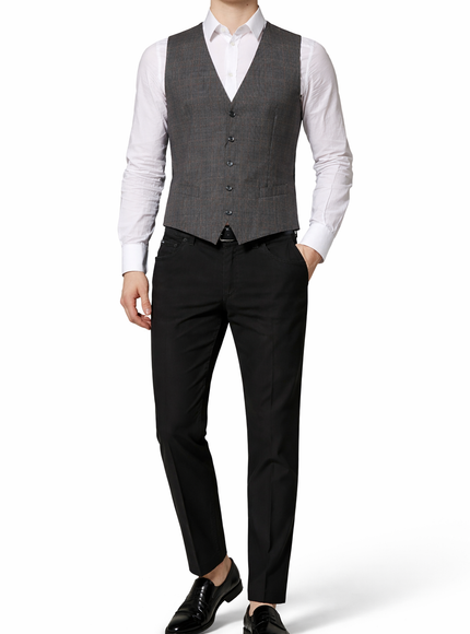 Dolce & Gabbana Gray Plaid Virgin Wool Formal Waistcoat Vest