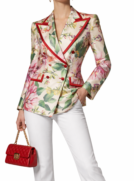 Dolce & Gabbana Floral Silk Double-Breasted Blazer