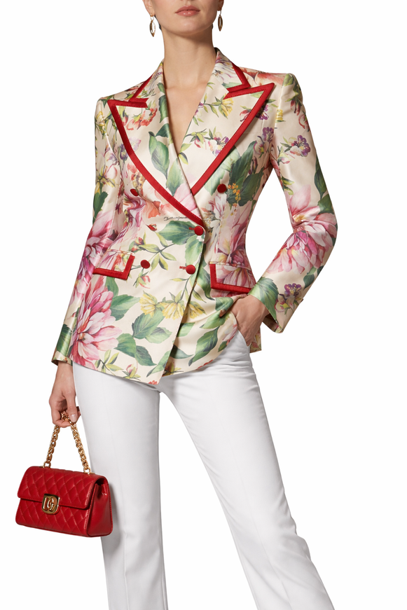 Dolce & Gabbana Floral Silk Double-Breasted Blazer