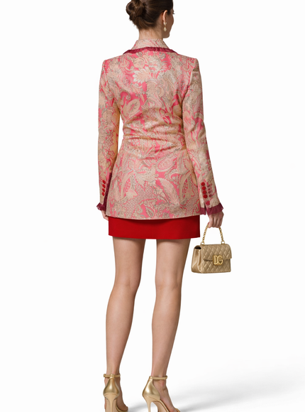 Dolce & Gabbana Pink & Gold Brocade Blazer Jacket