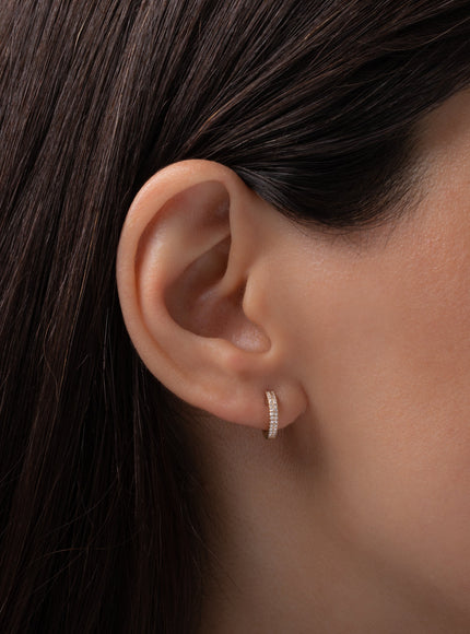 Zoe Lev Double Diamond Huggie Earrings