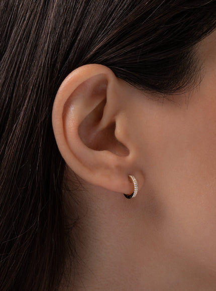 Zoe Lev Double Diamond Huggie Earrings